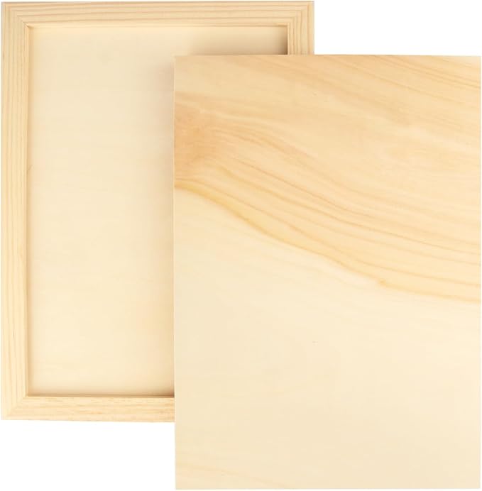 GNIEMCKIN 12 Pack Wood Canvas Boards for Painting, 9 x 12 Inch Canvas Panels for Art Projects, Cradled Artist Panels for Oil, Acrylic, Encaustic, Wood Burning, Pouring and More