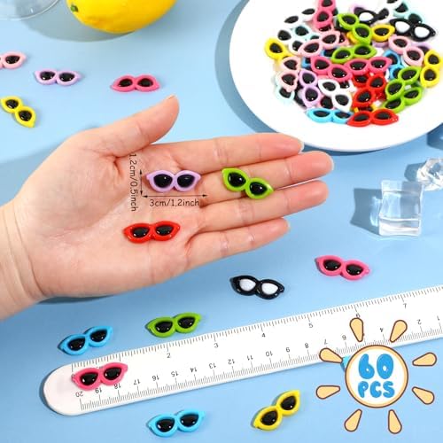 60Pcs Mini Resin Sunglasses Charms for DIY Crafts Supplies