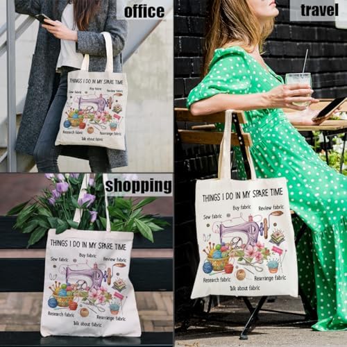 Canvas Tote Bag Gifts for Women Music Dance Sewing Lovers, Double-Sided Print Bags