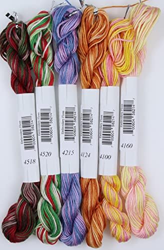 KCS Big skeins of 25 Meters Size 25 Color Variegated Cross Stitch Stranded Threads,6 skeins,10