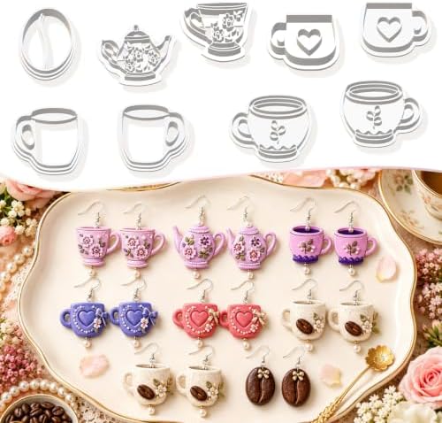 9Pcs Tea Coffee Clay Cutters for Polymer Clay Earrings