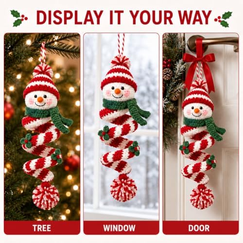 Crochet Snowman Spiral Ornament DIY Kit, Christmas Craft for Adults