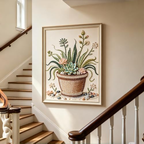 Plant Pearl Painting Kits for Adults, Diamond Art Painting 12x16In