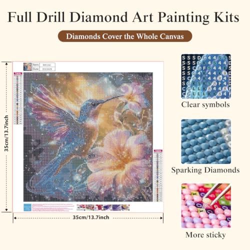 Diamond Art Kits for Adults,Hummingbird Flower Diamond Painting Kit