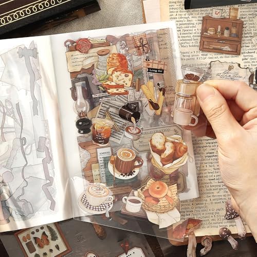 2 Sets 40 Sheets Stickers for Scrapbooking, Self-Adhesive Scrapbook Stickers Supplies Journal,Plants Flowers Vintage Aesthetic Sticker Art Diary Card Craft Gifts Notebook,Autumn&City