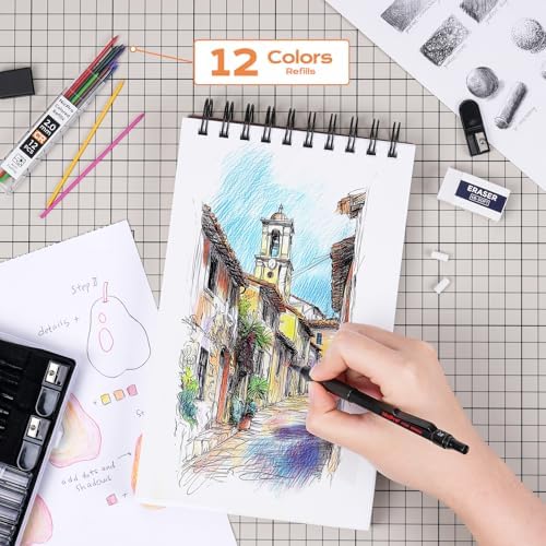 Nicpro 22PCS Art Mechanical Pencil Set， Metal Drawing Sketching With Eraser