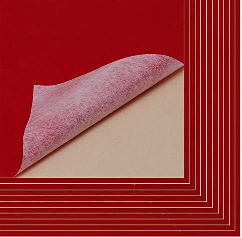 Mesheshe 10PCS Self Adhesive Felt, DIY Self Adhesive Fabric for Art & Crafts, Peel and Stick Felt for Drawer/Jewelry Box Felt Liner, A4 Size (8.3" x 11.8", Red)