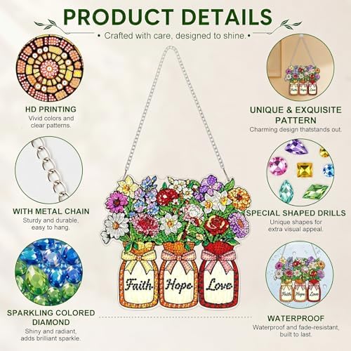 Inspirational Hanging Diamond Art Kits for Adults, Diamond Art Suncatchers