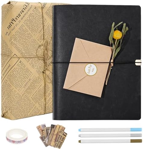 Vienrose Photo Album Scrapbook Kit, 9x6.5 Inch, 100 Pages, Black