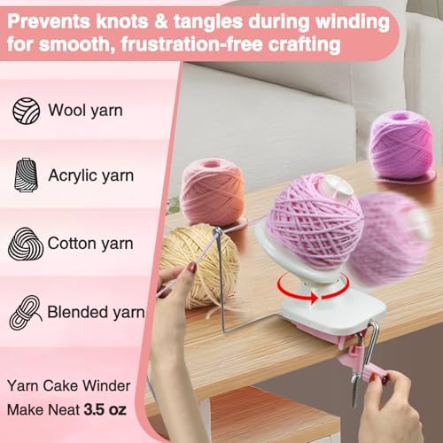 Essovee Yarn Ball Winder, Efficiently Yarn Cake Winder with Lower Noise for Crochet Knitting Combo Easy Installation 3.5 oz Portable Spinner for Crocheting