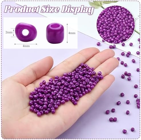 ZHIYUXI 3000Pcs 4mm Purple Glass Seed Beads for Jewelry Making