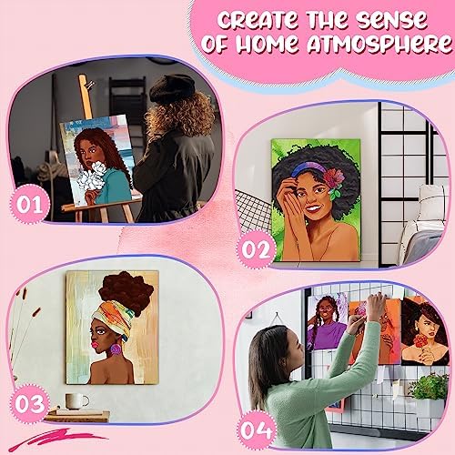 Sherr 20 Pcs Pre Drawn Canvas Afro Queen for Painting for Adults