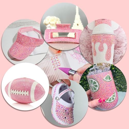Canvalite 25000PCS Resin Jelly Rhinestones for Crafting, Pink AB Flatback Gems, Bedazzling Crystal with 5x2.5g B7000 Jewelry Glue and Tweezers Dotting Pen for DIY Crafts Clothing Shoes Nail Art