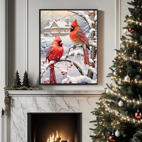 Cardinal Paint by Numbers Kit for Adults Canvas, Paint by Number Christmas