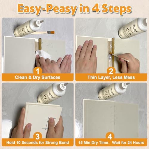 PVA Glue Book Binding, PH Neutral PVA Adhesive, Professional-Grade Strength Acid-Free Book Glue, Dries Clear & Remains Flexible, Used for Book Repair, Framing & Crafts | Safe for Paper (4 oz)