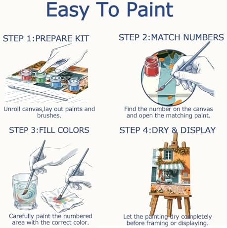 AuraDraw Street Paint by Numbers Kit for Adults - Beautiful Street Adult Paint by Number Kits on Canvas, DIY Oil Painting by Number for Home Wall Decor(16x20inch)
