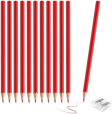 12 Pack Red Colored Pencils for Kids, Pre-sharpened Art Pencils Back to School Supplies Set, Drawing Sketching Pencils for Students, Teachers, Classroom