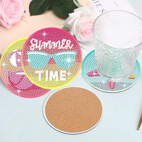 Leatrice 8 PCS Diamond Art Coasters Small Diamond Painting Kits for Adults