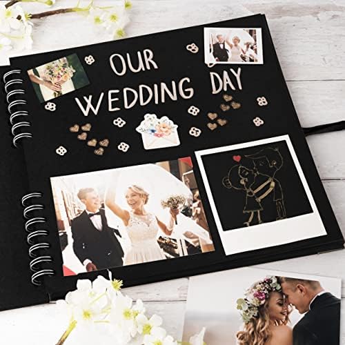 Scrapbook Album, 70 Pages, 10 x 10 Inch, Black Photo Album, Scrap Book | Hardcover with Thick 250 GSM Kraft Paper, Ideal for Your Scrapbooking Albums, Art & Craft Projects (Black, 10 x 10 Inch)