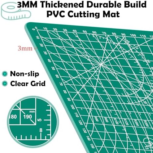 A5 Cutting Mat,8in x 6in Small Self Healing Sewing Mat Rotary Cutting Mat Double Sided Thickened Craft Cutting Board for Hobby Fabric Precision Sewing Modeling Quilting Projects,Green
