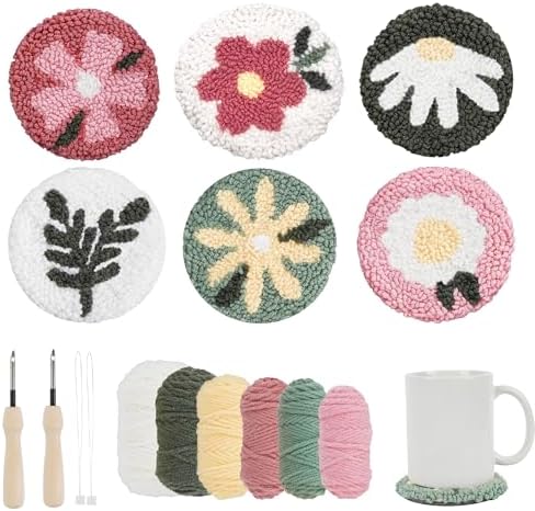 Emri Lane Punch Needle Kit – 6 Floral Design Punch Needle Embroidery Kit