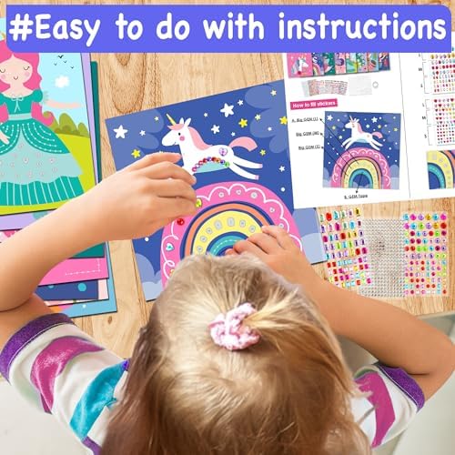 EZCRA Gem Sticker Kit for Kids - 990+ Stickers, 8 Unicorn Princess Themes