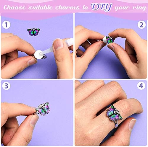 Herdear 40pcs Adjustable Blank Rings 12mm Base, Mixed