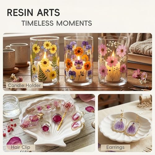 LUXEEASE 4-Color 100P Vibrant Dried Pressed Flowers