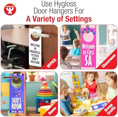 Hygloss Cardstock Door Knob Hanger Blank for Crafts - 48 Pcs Assorted Bright Colors for Easy Decorate/Write-On - Bulk Doorknob Hangers for Craft, DIY Blank Doorknob Sign Projects