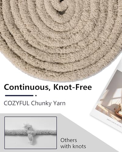Cozyful Chunky Yarn for Hand Knitting, #9 Thick Jumbo Big Chunky Yarn for Crocheting, Super Chunky Knit Blanket Yarns, Large Chunky Chenille Yarns, 8 Pack (30 yds 8 oz Each Skein), Khaki