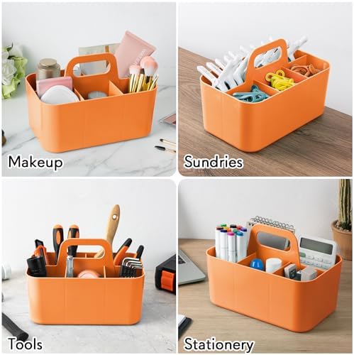 Tiawudi Multipurpose Caddy Organizer, Plastic Caddy with Handle, Stackable Desk Organizer for Stationery, Marker and Pencil, Office Supplies Organizer, Dorm Caddy