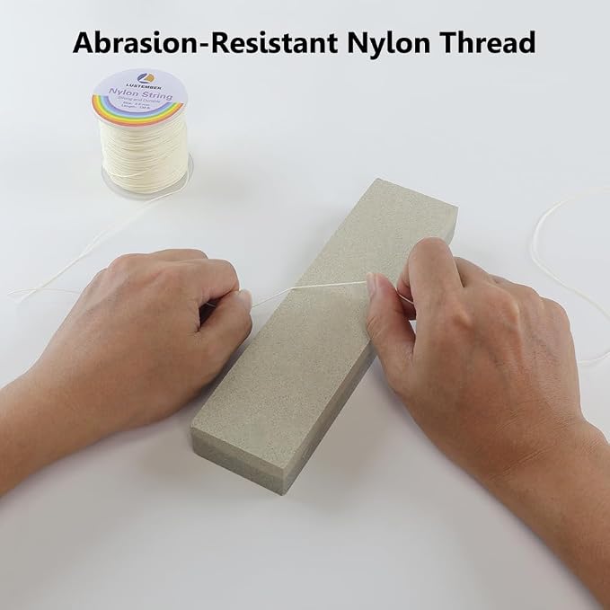 LUSTEMBER 0.8mm Nylon String, Strong Bracelet String, Durable Nylon Cord for Jewelry Making, Bracelets, Beading, Necklaces, Rattail Braiding, Kumihimo, Wind Chimes, Blinds and Handicrafts