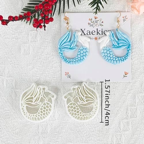 Xaekicr Dragon Mermaid Polymer Clay Cutters Set – Fantasy Clay Earring Cutters for DIY Jewelry Making – Polymer Clay Molds and Clay Tools
