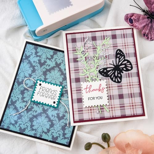 2 Pcs Stamp Punch, 1.5x1.25inch Large Rectangular Postage Stamps Punches & 1X0.8 inch Stamp Puncher, Lever Paper Punches for Crafting, Craft Hole Puncher Stamps for Paper Crafting DIY Scrapbooking