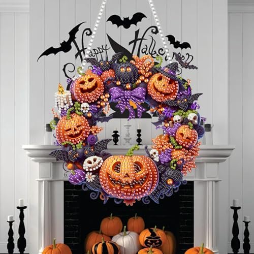 RYMILIE Hanging Halloween Diamond Art Kits for Adults Pumpkins