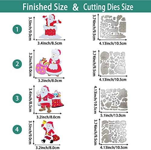 4 Sets Santa Chimney Christmas Die Cuts for Card Making Mrs Claus Scrapbooking Supplies Dies Embossing Stencil Template Tool for DIY Molds Paper Card Photo Album Craft Decoration