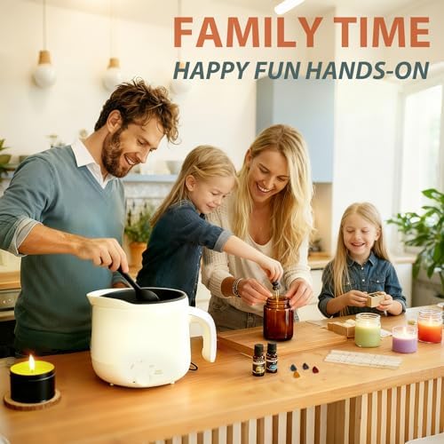 Candle Making Kit with Wax Melter, Premium DIY Candles Kit, Soybeans Wax | 60oz Electric Wax Melter, Starter Fridenly Homemade Candles Kit, Complete Set Rich Scent Colorful Tins & Jars