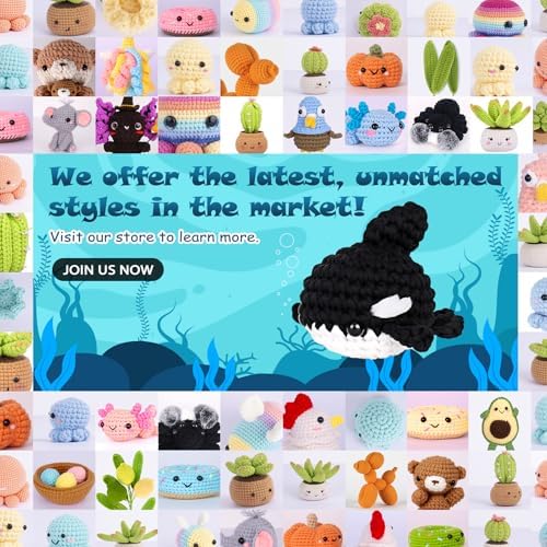 Crochetta Crochet Kit for Beginners, Crochet Starter Kit w Step-by-Step Video Tutorials, Beginner Crochet Kit for Adults Kids Women Men Complete Kit Included (Killer Whale)