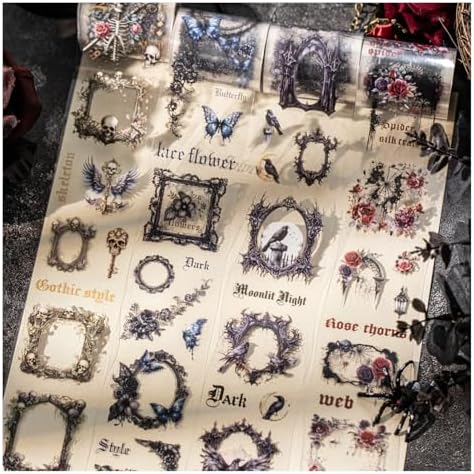 Gothic PET Tape Stickers for Scrapbooking, Frames Journal Stickers for DIY