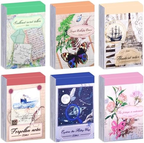EggSun 300Pcs Washi Sticker Book Set Aesthetic Scrapbook Paper for Story Journaling, 6 Theme DIY Decorative Paper Sticker Kit for Junk Journal Art Scrapbooking Diary Card Craft Gift Notebook Making