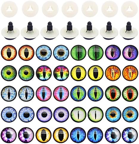 Julie Wang 20Pairs 10MM Dragon Safety Eye Plush Animal Crafts Making for Adult Artist Model Enthusiast Amigurumi Crochet Project DIY Supplies with Washer 0.39 inches