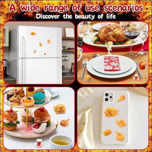 Mini Chicken Bucket Ornaments, 10 Pcs Resin Fast Food Decor