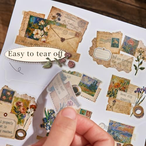 120Pcs Motivational Quote Stickers, Vintage Botanical Decal for Journaling