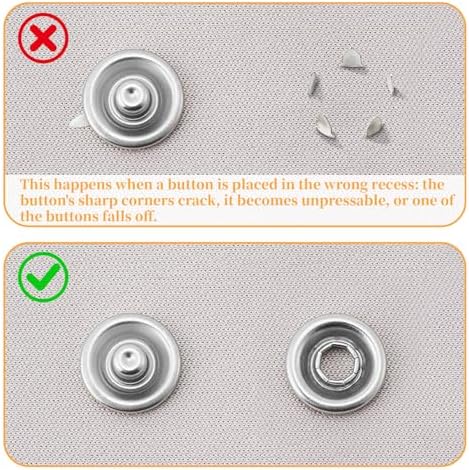 DEVPSISR 100 Sets Metal Snaps Buttons with Fastener Pliers Press Tool Kit Perfect for DIY Crafts Clothing Sewing, 9.5mm Snap Button Fasteners Kit（Color Hollow）