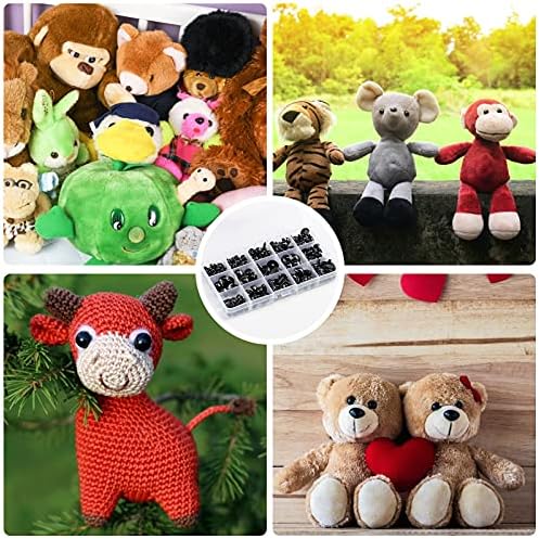 Safety Eyes and Noses, Plastic Craft Eyes and Teddy Bear Nose for Amigurumi with Washers，Crochet and Tweezers for Doll Making Supplies