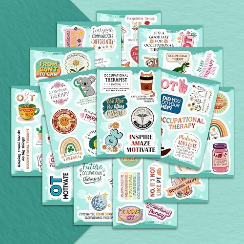 100Pcs Funny Occupational Therapy Stickers and Decals for Water Bottle, Laptop- Occupational Therapy Gifts, OT Day Party Decorations and Favors - Physical Therapist Stickers - Gift for Women & Men