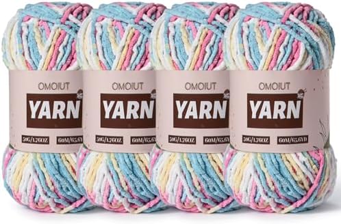 4 Packs Plush Chenille Chunky Crochet Yarn - Baby Yarn for Crocheting Soft - Velvet Yarns Knitting for Blankets Crafts - Fluffy Amigurumi Yarns 200g/262.5yds (4 Candy Color)