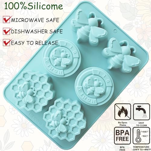 2Pcs Bee Silicone Molds Honeybee Bee Soap Molds for Soap Making | Honeybee Silicone Mold for Making Homemade Soap, Lotion Bar, Jello, Bath Bomb, Beeswax, Candle