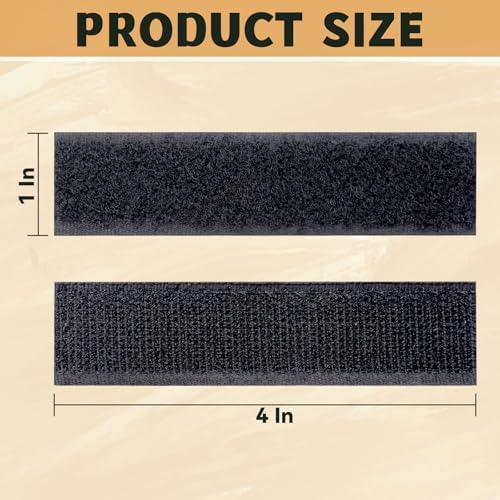 58 Sets - 1x4 inch Square Hook and Loop Tapes, Fabrics Nylon, Black