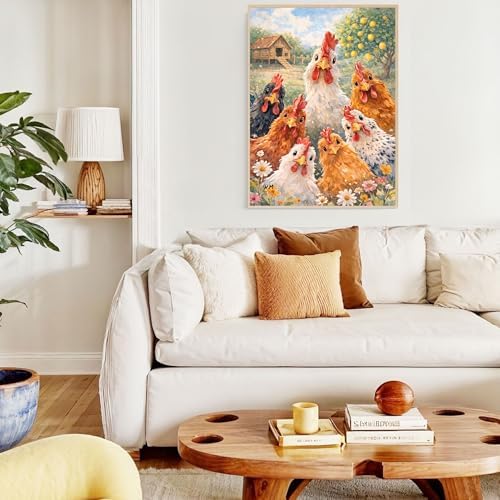 Amaieuin Chicken Paint by Numbers Kit for Adults 16x20in | Paint by Number Canvas for Adults,Chicken Adult Paint by Numbers for Home Decor Gifts Includes All Supplies